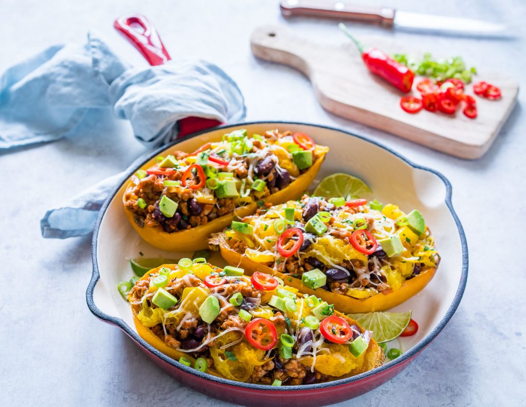 Clean Eating Taco Stuffed Spaghetti Squash