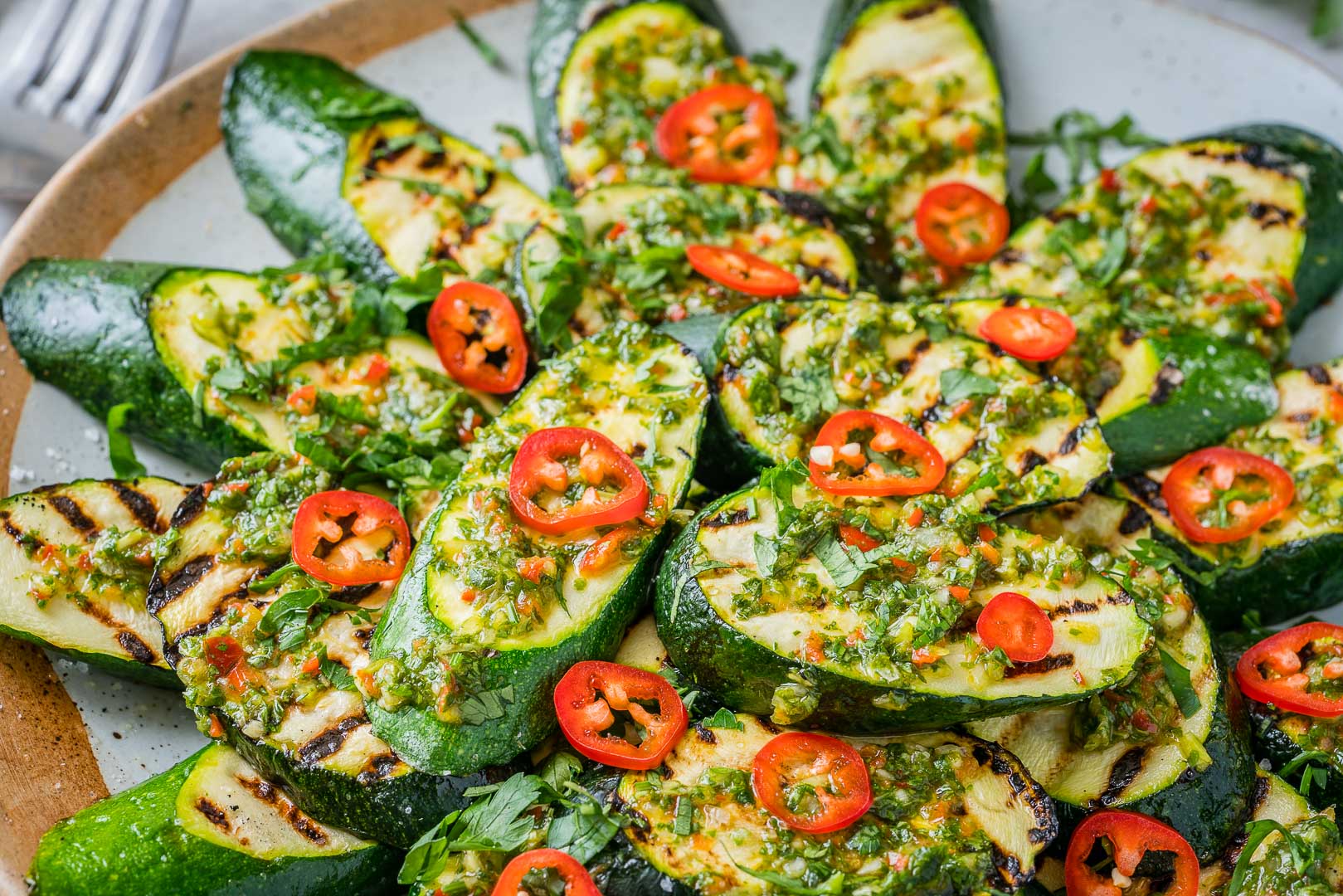 CleanFoodCrush Grilled Fresh Zucchini with Chimichurri