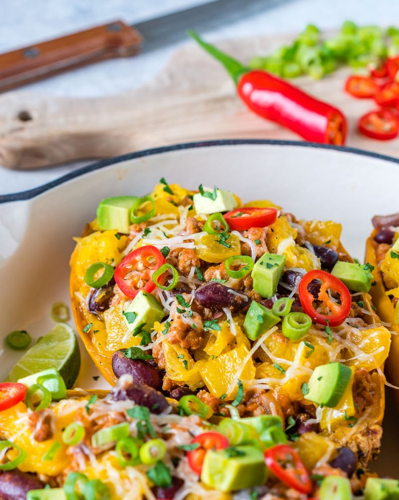 Eat Clean Taco Stuffed Spaghetti Squash Recipe