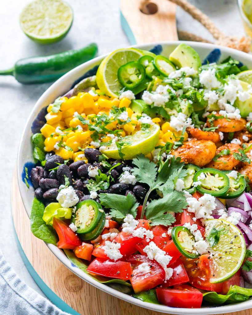 Healthy Avocado-Lime Shrimp Taco Salad