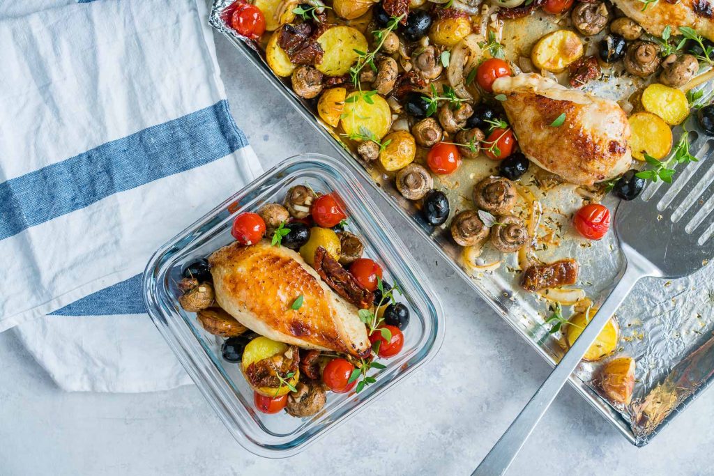 One Sheet Pan Tuscan Chicken