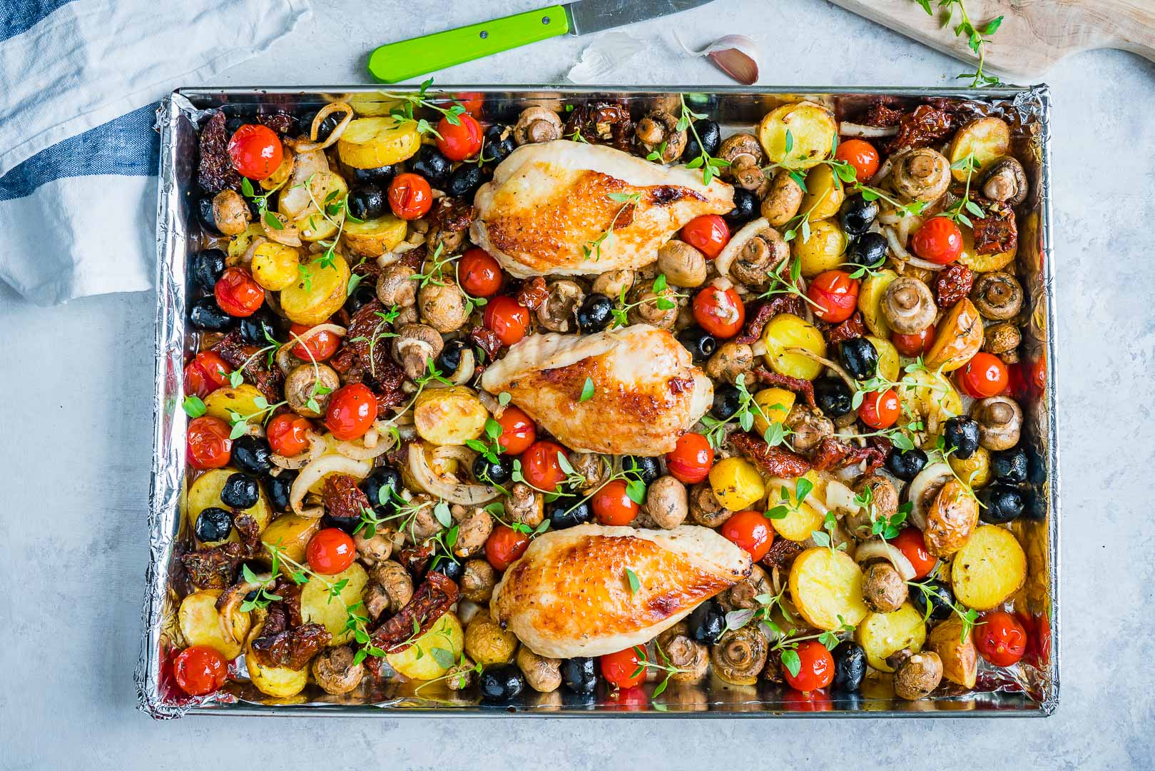 One Sheet Pan Tuscan Chicken Recipe