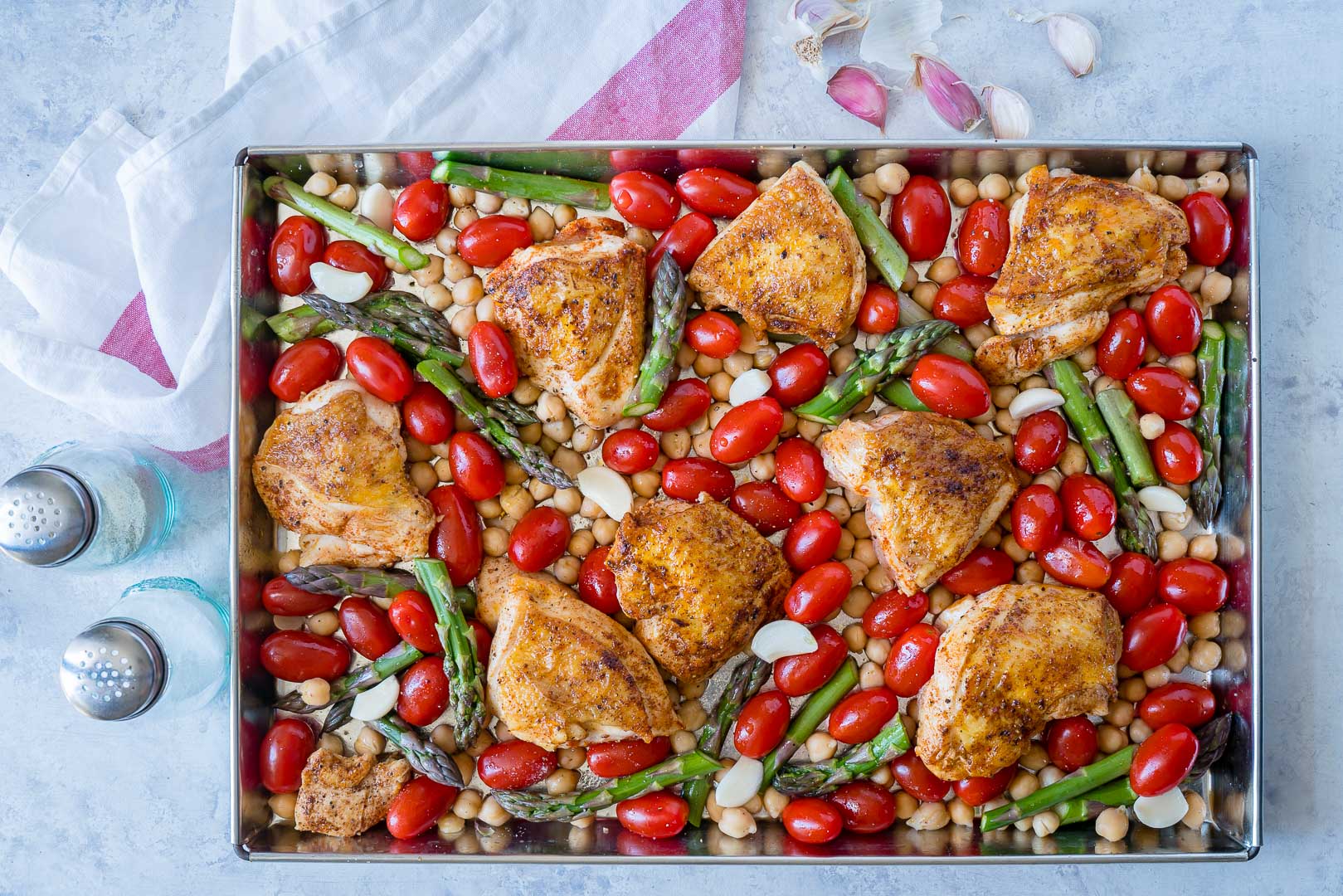 Sheet Pan Mustard Garlic Chicken + Chickpeas + Fresh Asparagus