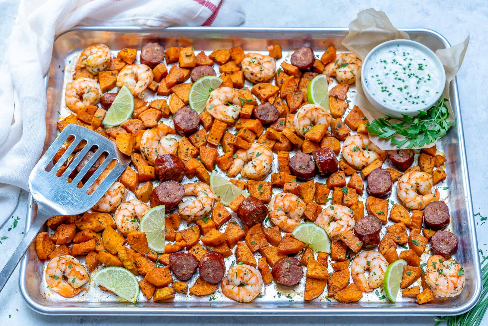 Sheet Pan Shrimp Boil homemade Ranch Sauce